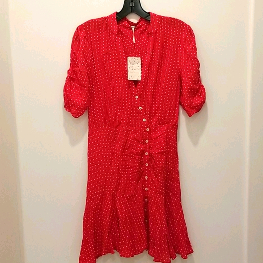 NWT Free People red polka dot dress